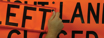 Roll-Up Construction Sign Overlay: Left (6-in. x 16-in.) to fit 36" x 36" Sign Diamond Grade 1/Each - FRC366DG