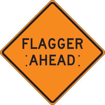Roll-Up Construction Sign: Flagger Ahead 48" x 48" Fluorescent Vinyl 1/Each - FRC415FL