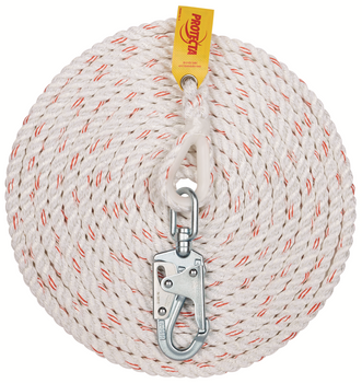 3M Protecta Rope Lifeline with Swivel Snap Hook - 5/8 in Polyester and Polypropylene Blend - White - 30 ft - 1299991