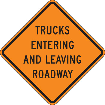 Roll-Up Construction Sign: Trucks Entering And Leaving Roadway 48" x 48" Diamond Grade 1/Each - FRC429DG
