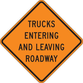 Roll-Up Construction Sign: Trucks Entering And Leaving Roadway 48" x 48" Mesh Vinyl 1/Each - FRC429MV