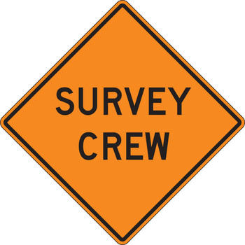 Roll-Up Construction Sign: Survey Crew 48" x 48" Fluorescent Vinyl 1/Each - FRC438FL