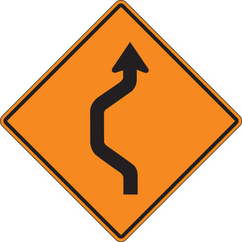 Rigid Construction Sign: Double Reverse Curve (Left) 30" x 30" DG High Prism 1/Each - FRK229DP