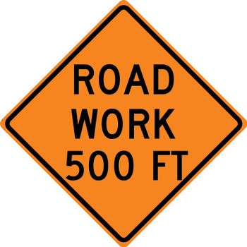 Rigid Construction Sign: Road Work Ahead 1000 Ft 30" x 30" DG High Prism 1/Each - FRK343DP