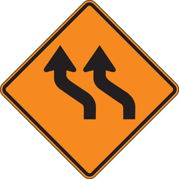 Rigid Construction Sign: Two Lane Reverse Curve (Left) 48" x 48" DG High Prism 1/Each - FRK461DP