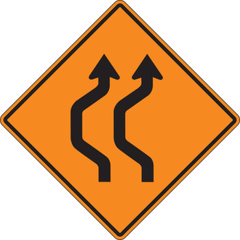 Rigid Construction Sign: Two Lane Double Reverse Curve (Left) 48" x 48" DG High Prism 1/Each - FRK484DP