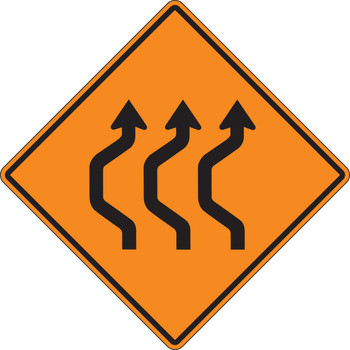 Rigid Construction Sign: Three Lane Double Reverse Curve (Left) 48" x 48" High Intensity Prismatic 1/Each - FRK487HP