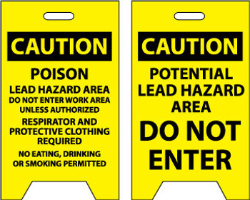 Floor Sign - Dbl Side - Caution Poison Lead Hazard AreaCaution Potential Lead Hazard.. - 19X12 - FS19