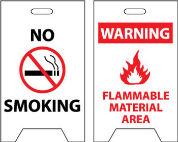 Floor Sign - Dbl Side - No Smoking Warning Flammable Material Area - 19X12 - FS7