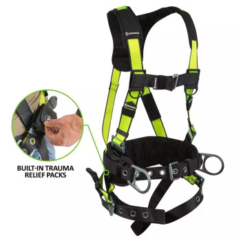 Safewaze PRO Construction Harness: 3D, MB Chest, TB Legs, Trauma relief (3X) - 023-1233