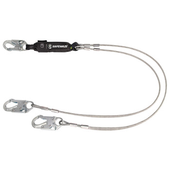 Safewaze PRO 6' Cable Energy Absorbing Lanyard: Dual Leg, Snap Hooks - FS561-CA