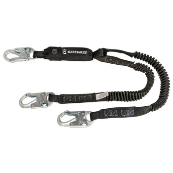 Safewaze PRO 6' Stretch Energy Absorbing Lanyard: Dual Leg, Snap Hooks - FS571