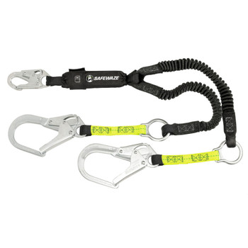 Safewaze PRO 6' Stretch Energy Absorbing Lanyard: Rebar Hooks, Rescue Rings - FS578