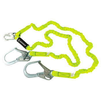Safewaze PRO 6' Stretch Internal Energy Absorbing Lanyard: Dual Leg, Rebar Hooks - FS596
