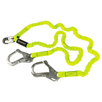Safewaze PRO 6' Stretch Internal Energy Absorbing Lanyard: Dual Leg, Alu Rebar Hooks - FS596-ALU