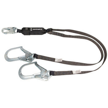 Safewaze Heavyweight 6' Energy Absorbing Lanyard: Dual Leg, Rebar Hooks - FS88666-HW