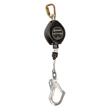 Safewaze Latitude HD 11' Cable Single Leg SRL: Carabiner, Rebar Hook - FS-FSP1211-G-RBH