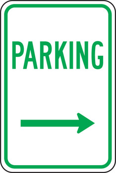 Traffic Sign: Parking (Right Arrow) 18" x 12" Engineer Grade Reflective Aluminum (.080) - FRP226RA