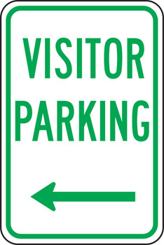 Traffic Sign: Visitor Parking (Left Arrow) 18" x 12" Engineer Grade Reflective Aluminum (.080) 1/Each - FRP262RA