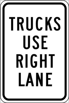 Traffic Sign: Trucks Use Right Lane 18" x 12" Engineer-Grade Prismatic 1/Each - FRP344RA