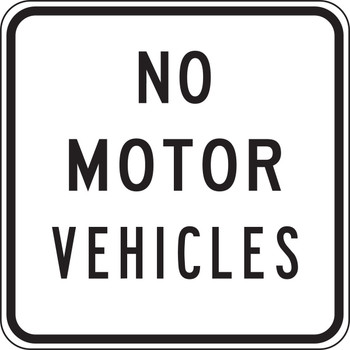 Bicycle & Pedestrian Sign: No Motor Vehicles 24" x 24" DG High Prism 1/Each - FRR272DP