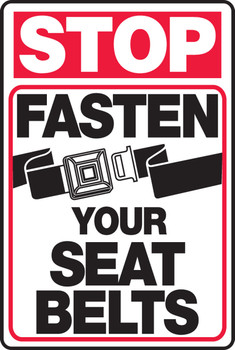 Rail & Markers: Stop Fasten Your Seat Belts 18" x 12" DG High Prism 1/Each - FRR604DP