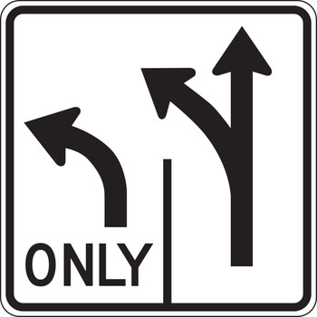 Lane Guidance Sign: Advance Intersection Lane Control (2 Lane Left Turn Only - Right Lane Optional) 30" x 30" High Intensity Prismatic 1/Each - FRR657HP