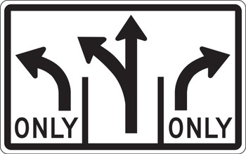 Lane Guidance Sign: Advance Intersection Lane Control (3 Lane - Optional Middle) 30" x 48" Engineer-Grade Prismatic - FRR658RA