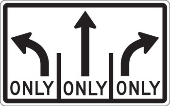 Lane Guidance Sign: Advance Intersection Lane Control (3 Lane - Mandatory Middle) 30" x 48" Engineer-Grade Prismatic 1/Each - FRR659RA