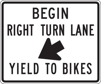 Lane Guidance Sign: Begin Right Turn Lane - Yield To Bikes 30" x 36" DG High Prism 1/Each - FRR683DP