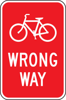 Bicycle & Pedestrian Sign: Bicycle Wrong Way 18" x 12" DG High Prism 1/Each - FRR685DP