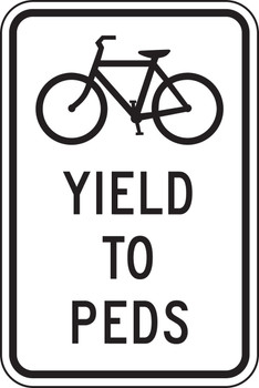 Bicycle & Pedestrian Sign: Yield To Peds 18" x 12" High Intensity Prismatic 1/Each - FRR709HP