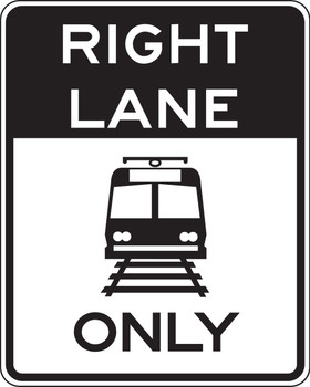 Rail Sign: Right Lane Only Left Lane 30" x 24" DG High Prism 1/Each - FRR739DP