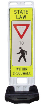 In-Street Pedestrian Crossing Sign: State Law - Yield Within Crosswalk 28 lb. 50 1/2" X 14" (53 1/2" X 14" Overall) 1/Each - FRT401