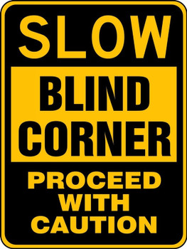 Surface & Driving Conditions Sign: Slow - Blind Corner - Proceed With Caution 24" x 18" High Intensity Prismatic 1/Each - FRW478HP