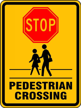 Bicycle & Pedestrian Sign: Stop - Pedestrian Crossing 24" x 18" Engineer Grade Reflective Aluminum (.080) 1/Each - FRW507RA