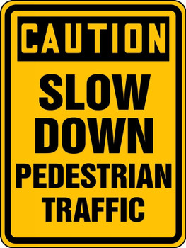 OSHA Caution Bicycle & Pedestrian Sign: Slow Down - Pedestrian Traffic 18" x 12" DG High Prism 1/Each - FRW516DP