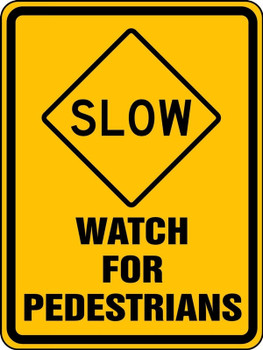 Bicycle & Pedestrian Sign: Slow - Watch For Pedestrians 18" x 12" DG High Prism 1/Each - FRW520DP