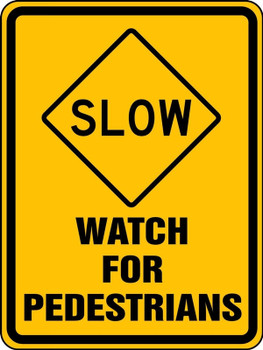 Bicycle & Pedestrian Sign: Slow - Watch For Pedestrians 24" x 18" DG High Prism 1/Each - FRW521DP