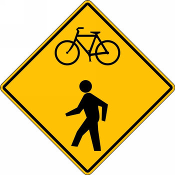 Bicycle & Pedestrian Sign: Bicycle/Pedestrian Warning 24" x 24" DG High Prism 1/Each - FRW543DP