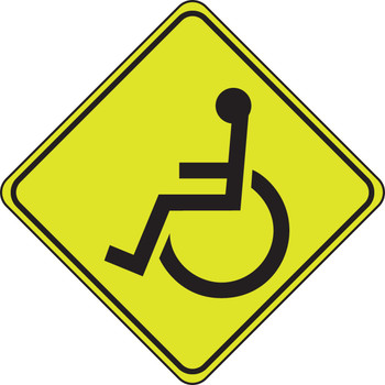 Fluorescent Yellow-Green Sign: Wheelchair Crossing 24" x 24" 1/Each - FRW729