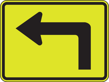 Fluorescent Yellow-Green Sign: Supplemental Turn Arrow Left 18" x 24" 1/Each - FRW754