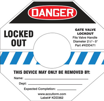 STOPOUT Gate Valve Labels Yellow 5" - 6 1/2" 1/Each - KDD364YL