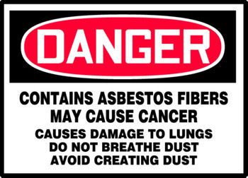 OSHA Danger Safety Label: Contains Asbestos Fibers - May Cause Cancer 3 1/2" x 5" - LCAW101XVE