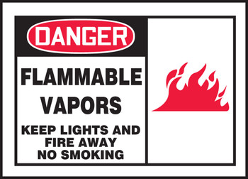 OSHA Danger Safety Label: Flammable Vapors - Keep Lights And Fire Away - No Smoking 3 1/2" x 5" Adhesive Vinyl 5/Pack - LCHL005VSP