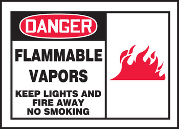 OSHA Danger Safety Label: Flammable Vapors - Keep Lights And Fire Away - No Smoking 3 1/2" x 5" Adhesive Dura Vinyl 1/Each - LCHL005XVE