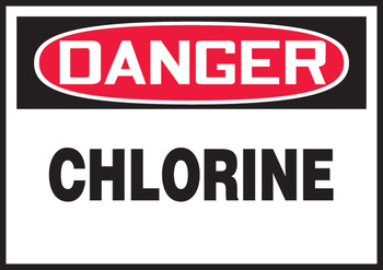 OSHA Danger Safety Label: Chlorine 3 1/2" x 5" Adhesive Dura Vinyl 1/Each - LCHL145XVE