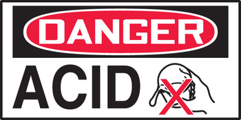 OSHA Danger Safety Label: Acid 1 1/2" x 3" Adhesive Vinyl 10/Pack - LCHL171VSP