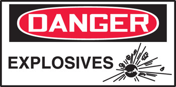 OSHA Danger Safety Label: Explosives 1 1/2" x 3" Adhesive Dura Vinyl 1/Each - LCHL173XVE