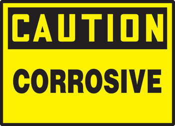 OSHA Caution Safety Label: Corrosive 3 1/2" x 5" Adhesive Dura Vinyl 1/Each - LCHL600XVE